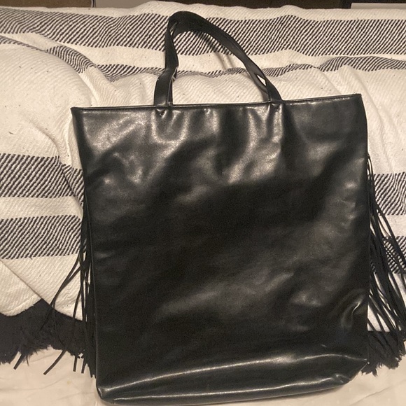 Victoria’s Secret Black Fringe Front Tote Bag - Picture 2 of 2